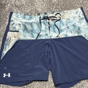 Under Armour Navy and Aqua Swim Shorts